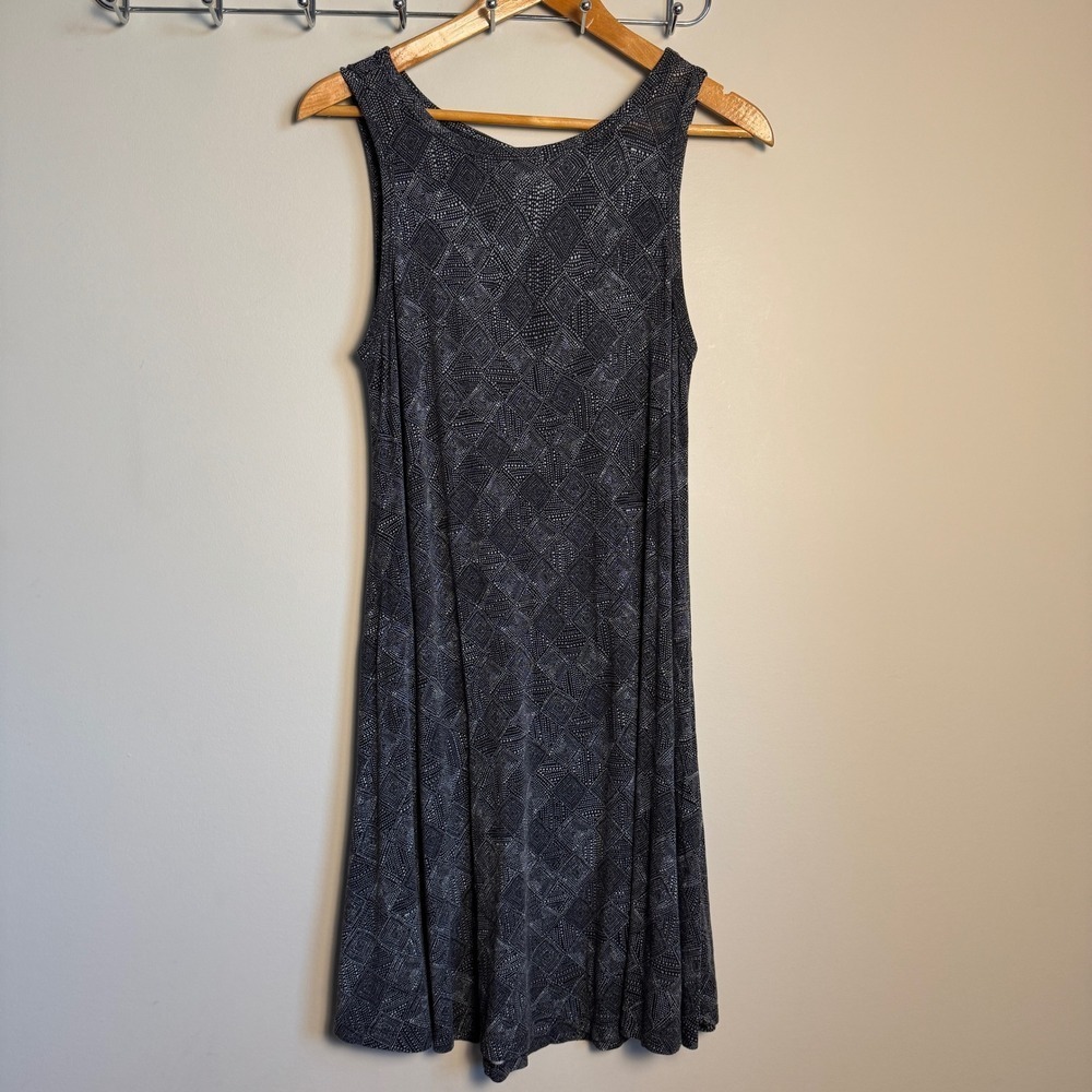 Old Navy Women's Geometric Print Sleeveless Jersey Swing Dress Gray Black Size M
